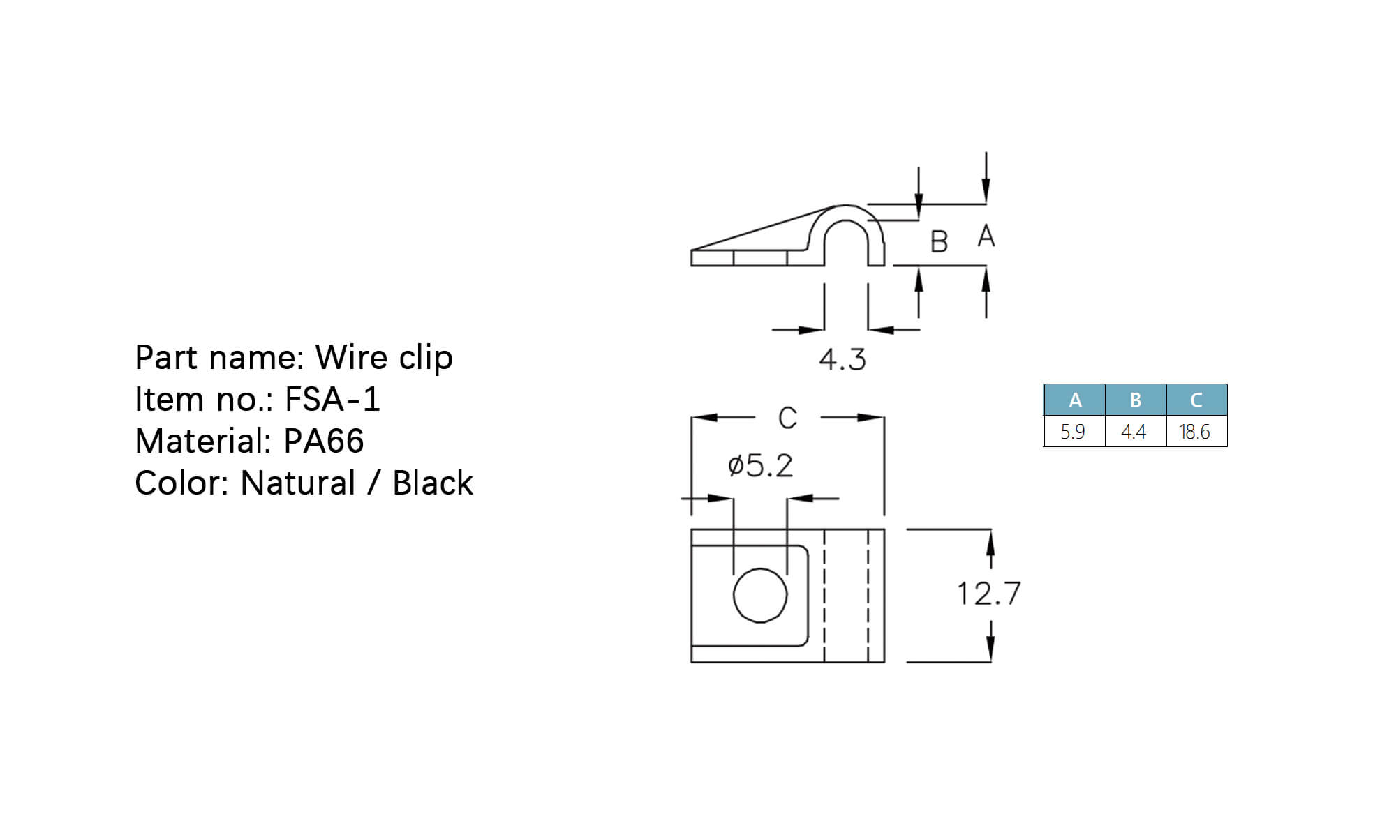 Wire clip FSA-1